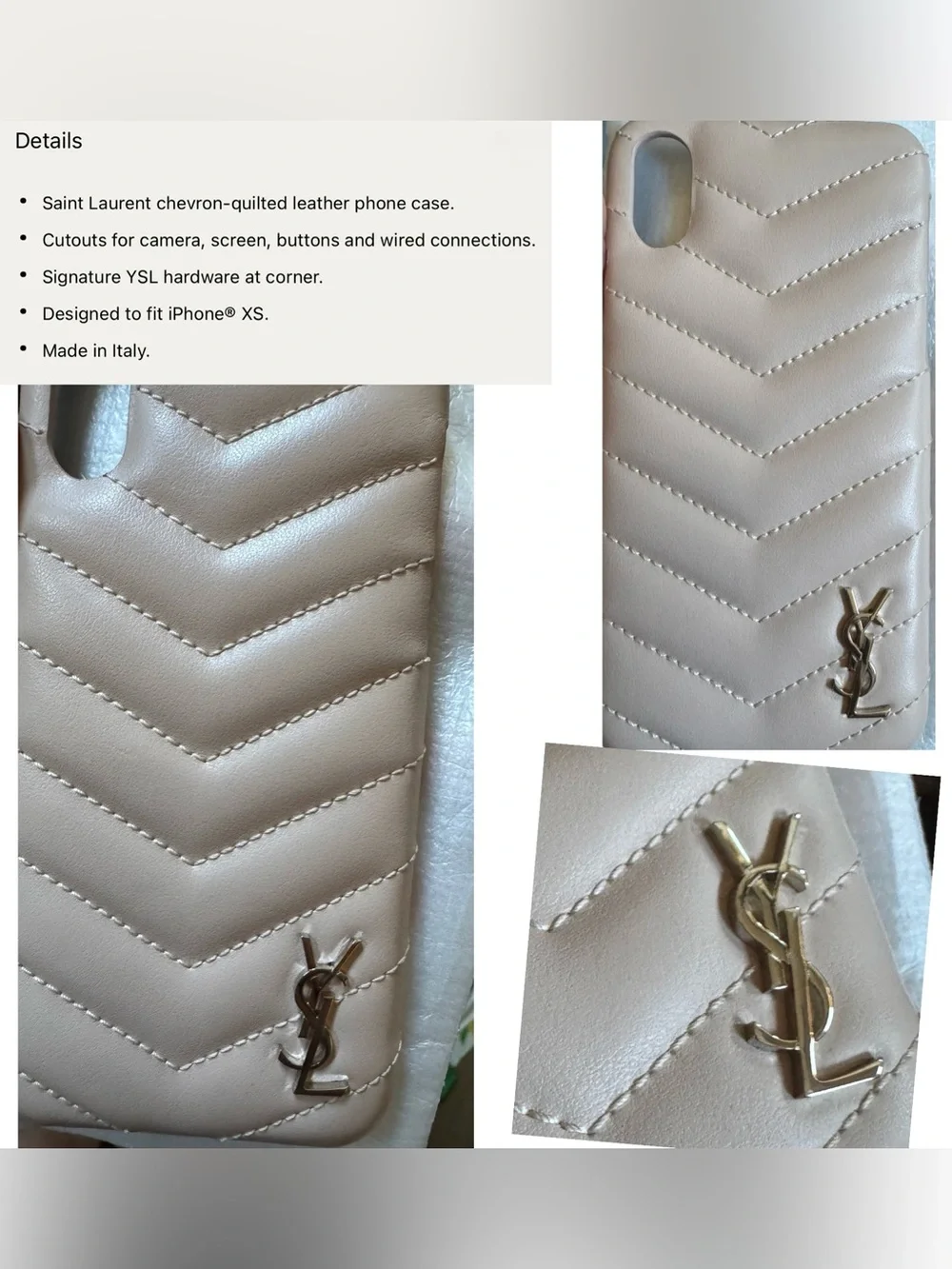 Saint Laurent YSL Logo Monogramme iPhone XS Shiny Calfskin Case $395